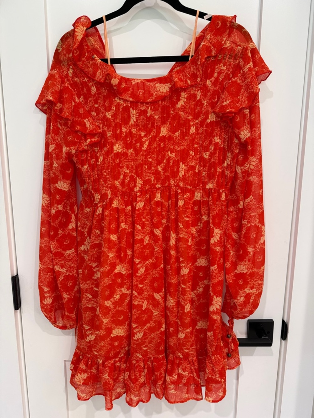 Free People These Dreams Red/Orange Floral Mini Dress